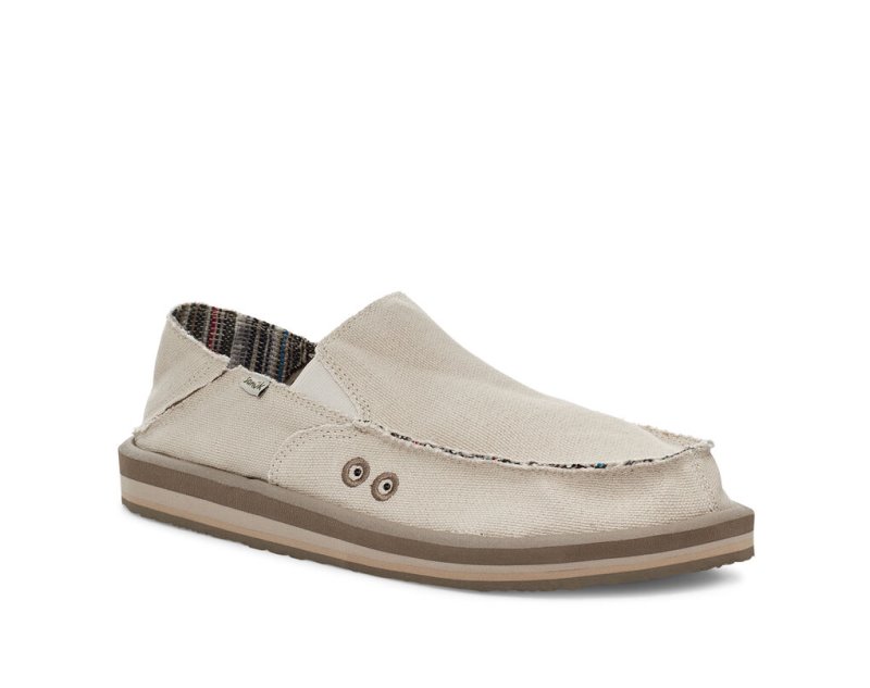 Sanuk Vagabond Soft Top Hemp Collapsible Heel Men's Sidewalk Surfers Beige | Canada 217RVD